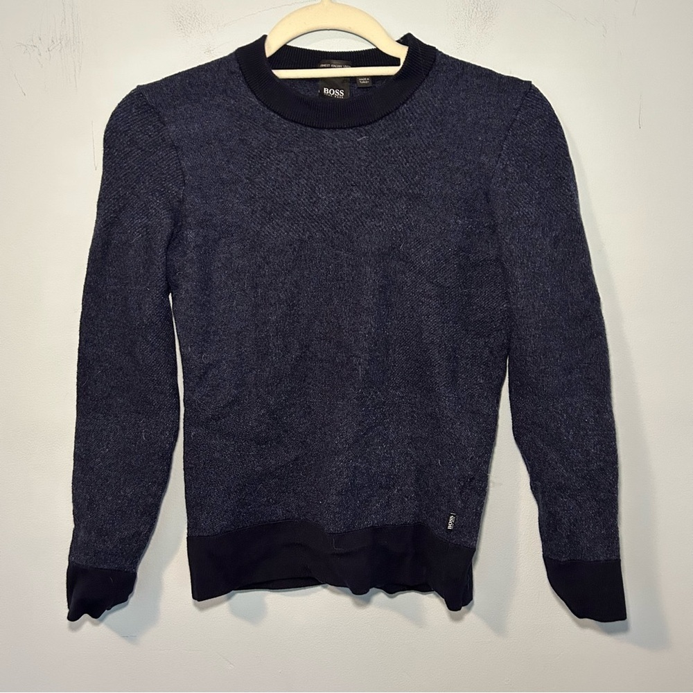 BOSS Hugo Boss Blue & Black Maurillo Regular-Fit Sweater Size Medium Kids